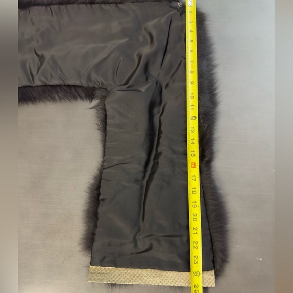 Vintage Black Mink Arctic Fox Fur Shawl Oversized Gold Trim Adjustable‎ Stole - Picture 16 of 16